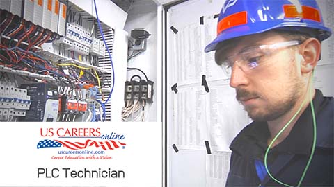 A PLC Technician at work.
